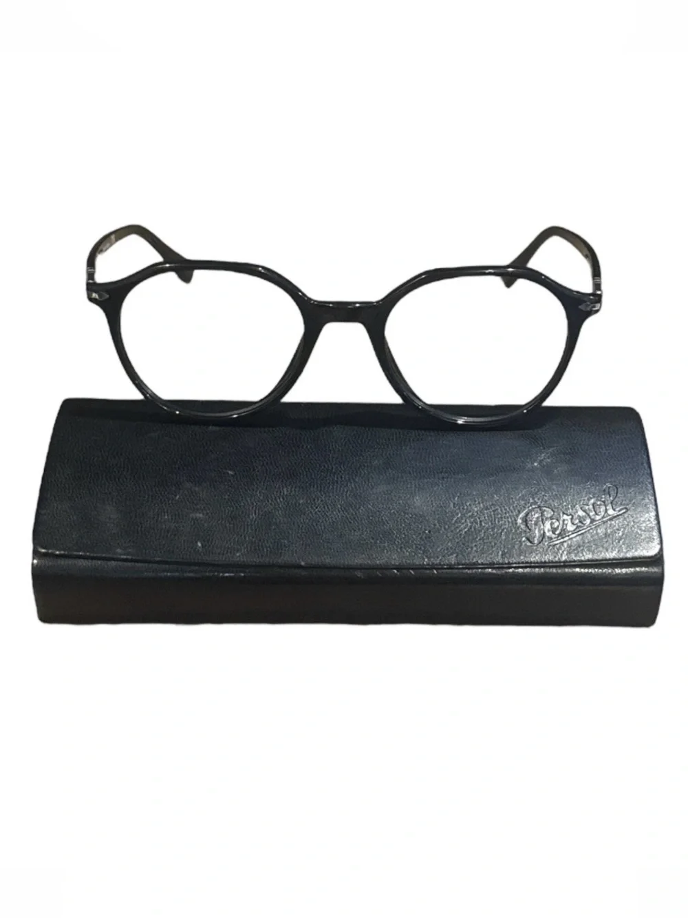 Authentic Persol Italian designer black round prescription eyeglasses frames